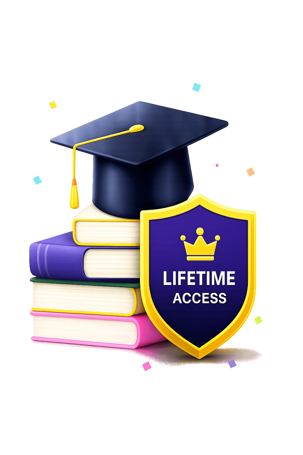Lifetime Access with Graduation Cap and Books