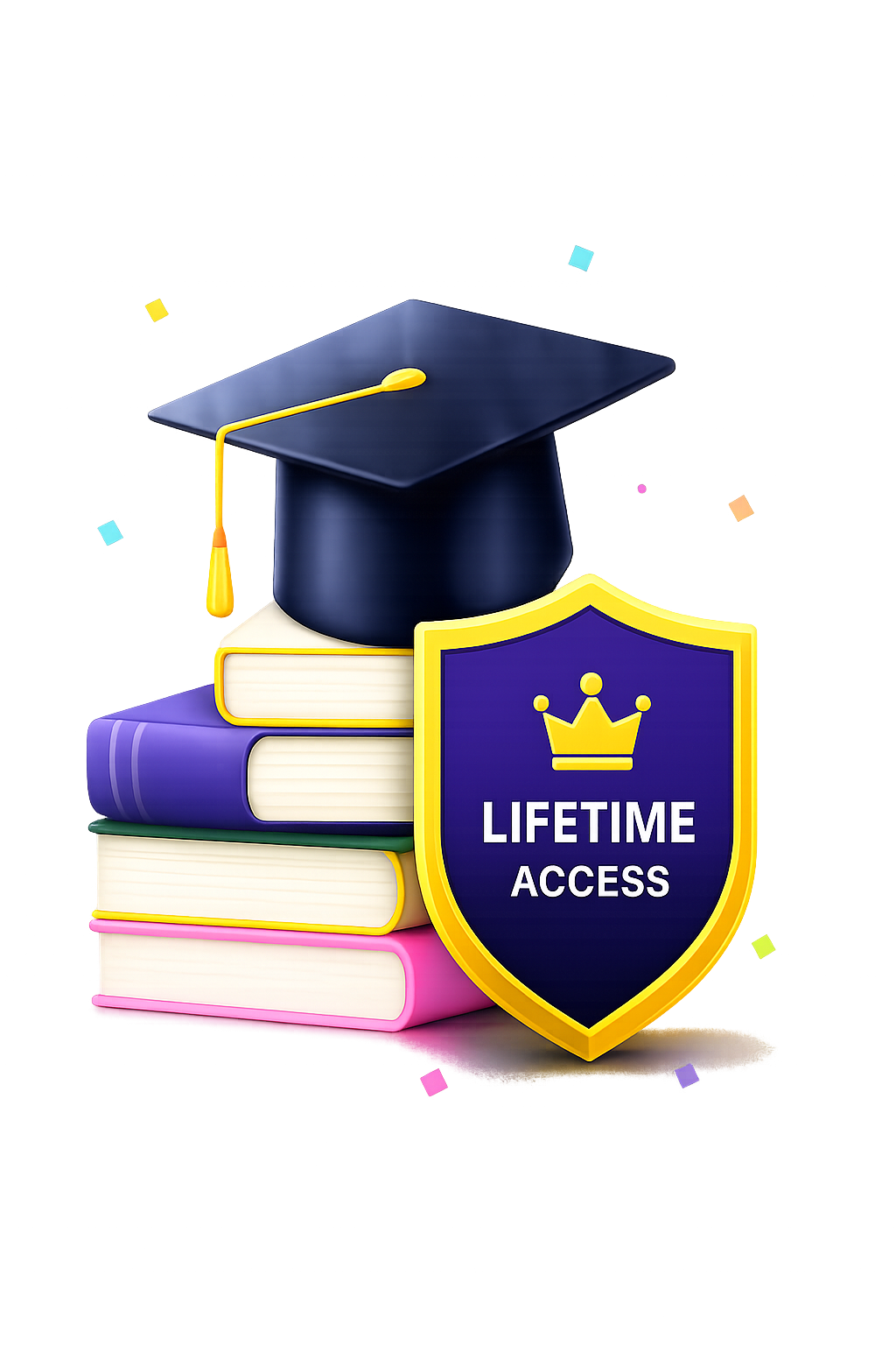 Lifetime Access with Graduation Cap and Books